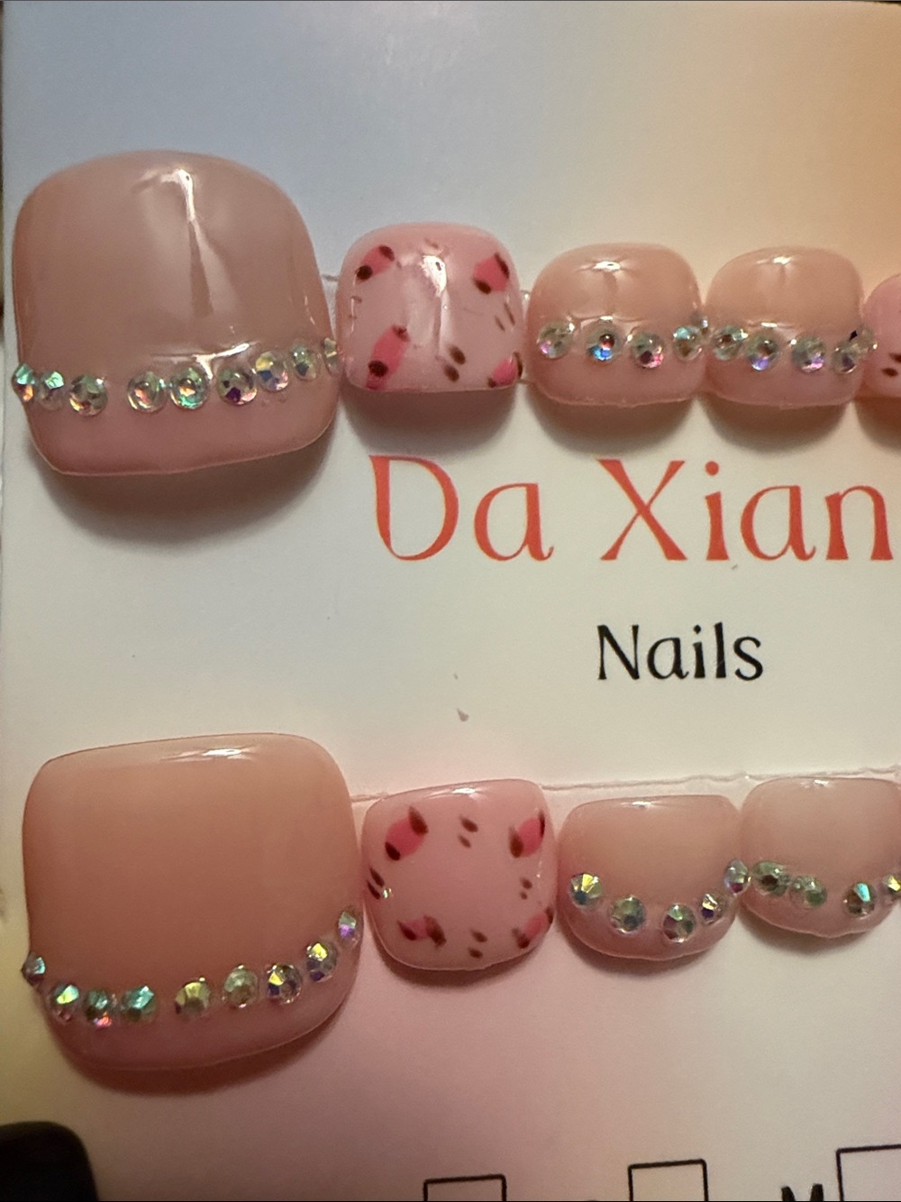 Pink Rhinestone Press-On Toenails - Picture 4 of 5